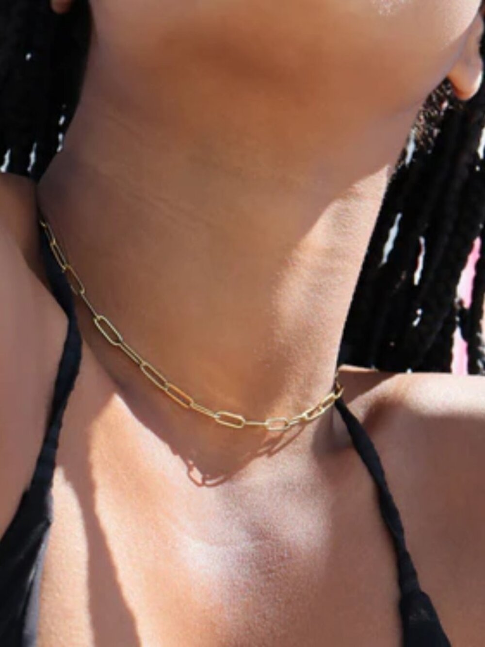 18K Gold PVD Stainless Steel Paperclip Chain Necklace - 6.5mm / 16"+2"